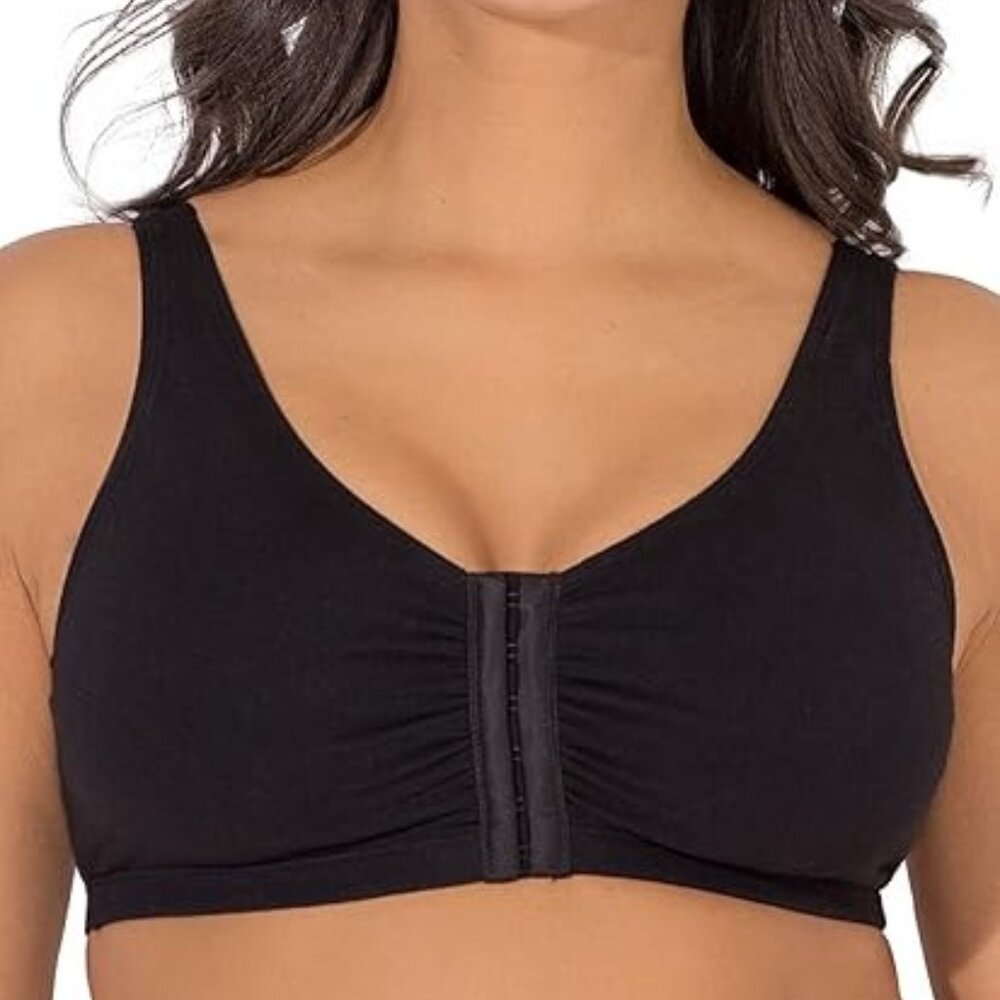 NWT Fruit of the Loom Women's Front Closure Cotton Bra Size 42 Black Neutral